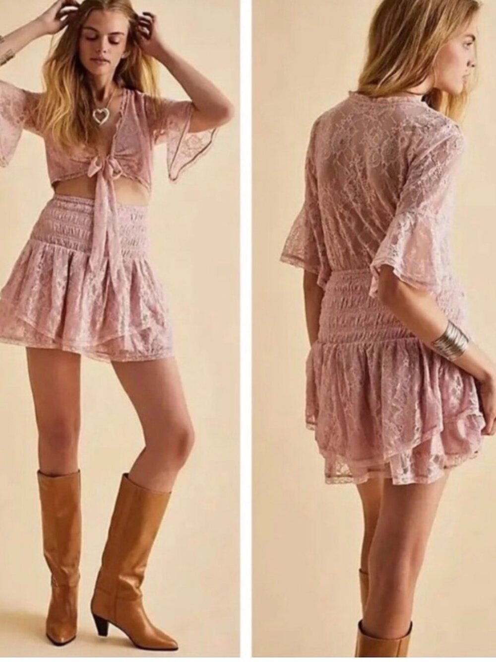 new FREE PEOPLE lala lace mini dress xs l